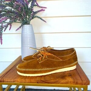 Men's Suede Moccasin Shoes - Tan